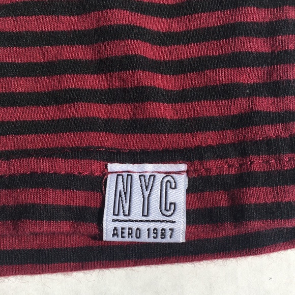 Aeropostale A87 red and black striped tee men M - Picture 5 of 7